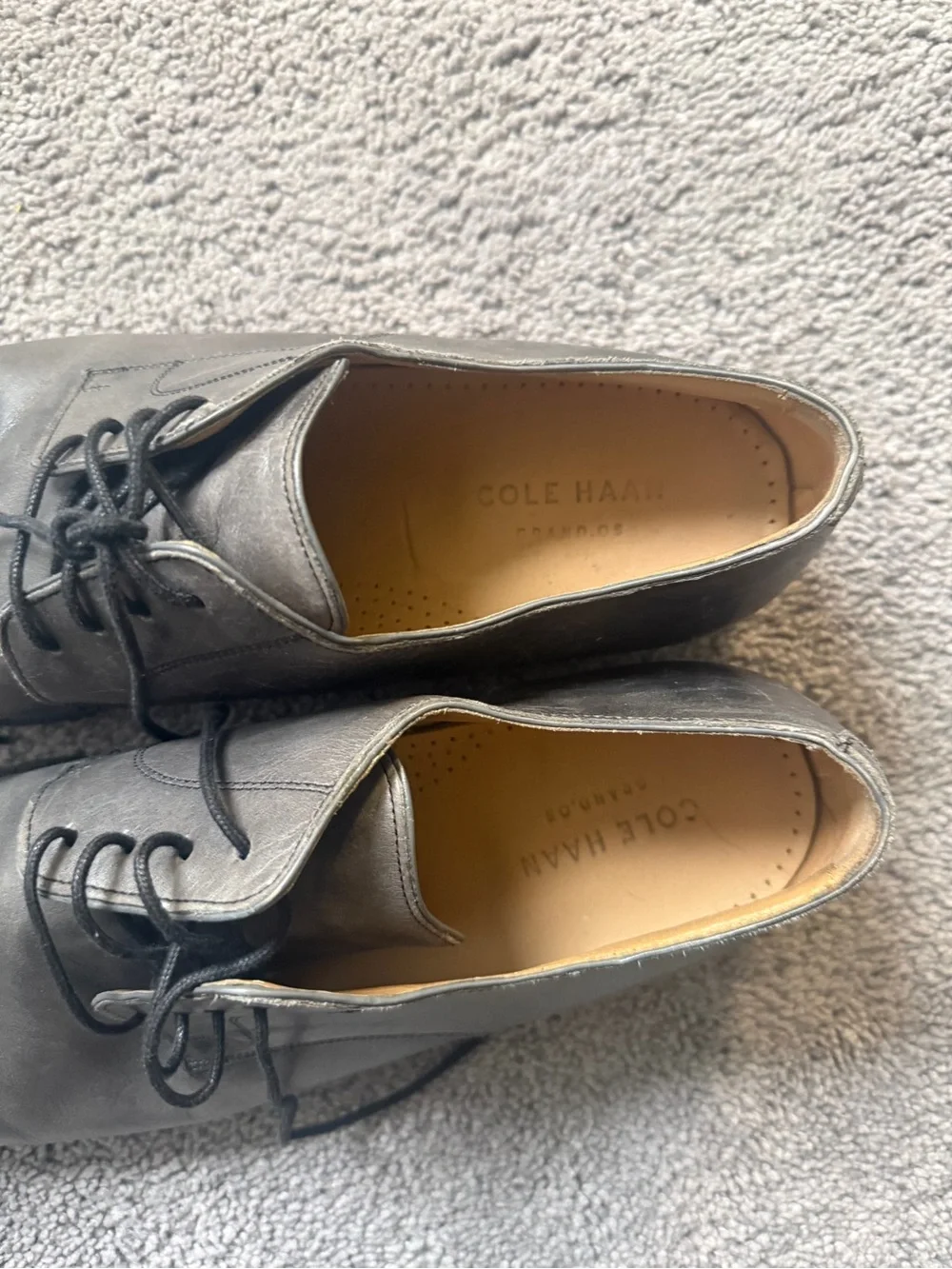 Cole Haan Black Leather Derby Lace-Up Shoes